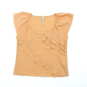 Anthropologie Light Peach Ruffle Top Size 10
